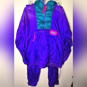 Vintage Columbia Color Block Windbreaker Suit, Women's Large/Men's Medium